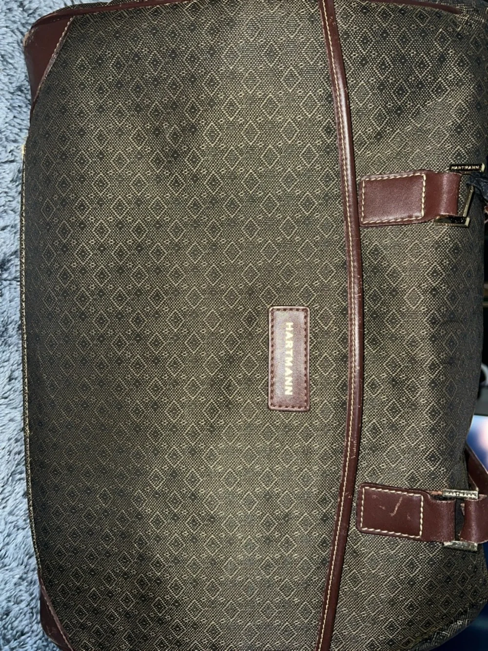 Vintage Hartmann Wings Diamond Jacquard Standing Duffle Weekender Tote Carry On